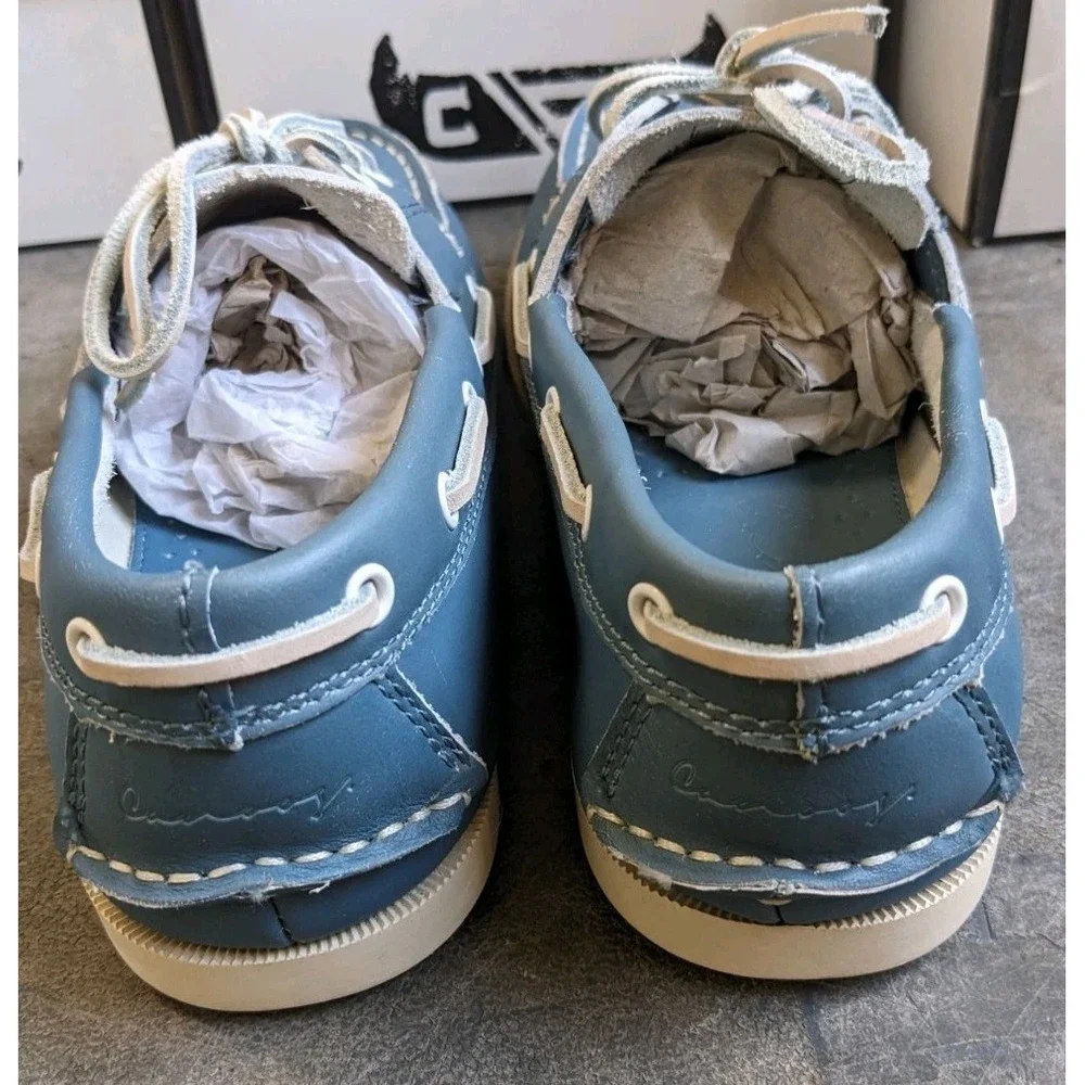 New Canoos Golf Shoes Women's 7.5 Steele Blue Leather 2.0 Boat Shoe Loafer